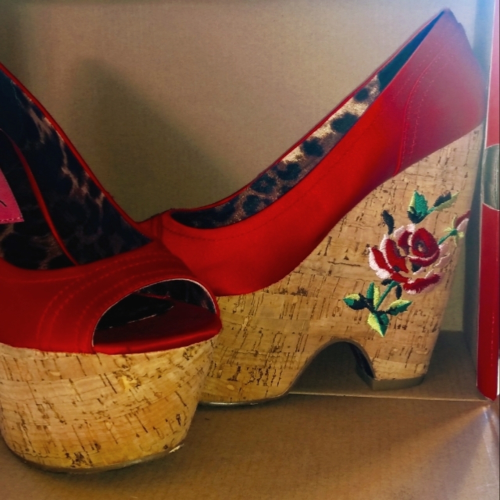 Betsy Johnson peep toe,  wedge